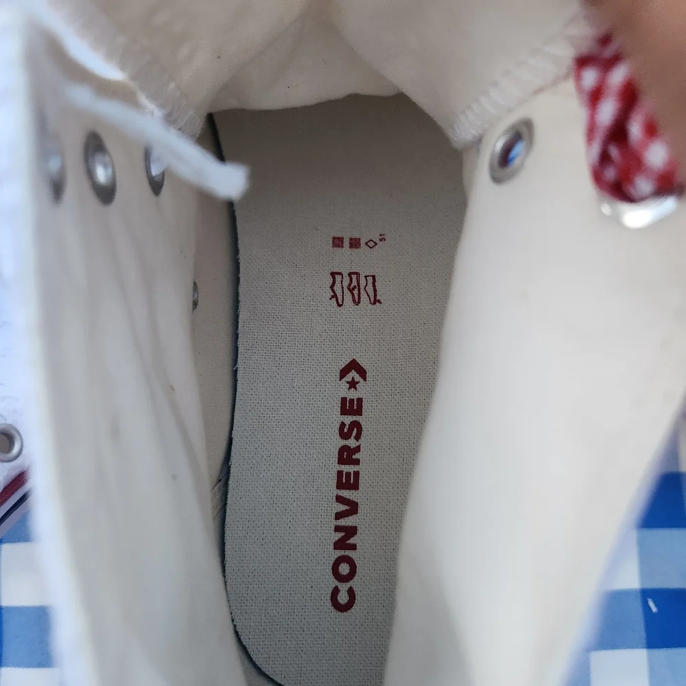 Converse All Star Chuck Taylor White and Red High-Top Sneakers - Picture 5 of 8